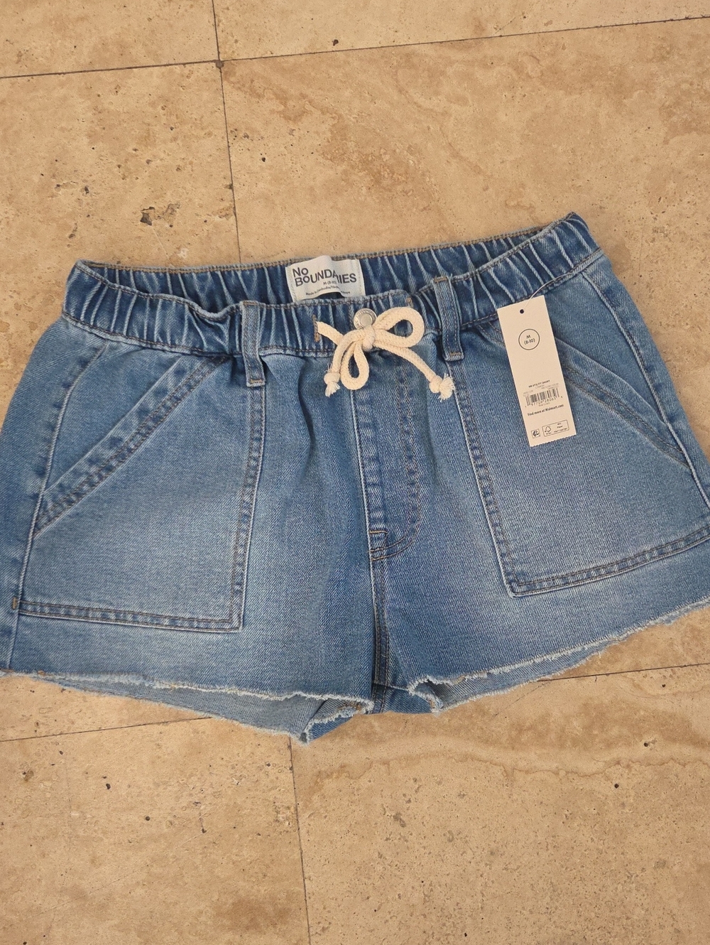No Boundaries Light Blue Denim Drawstring Pocket Shorts